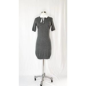 NEW Elisabetta Franchi Grey Cashmere Collar Knit Dress (44 or S)